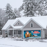 16' x 7' Santa’s Merry Takeoff Christmas Double Garage Door Banner - Magical Festive Outdoor Décor