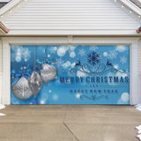 16' x 7' Luxurious Silver Ornaments Christmas Double Garage Door Banner - Elegant Holiday Décor