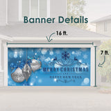 16' x 7' Luxurious Silver Ornaments Christmas Double Garage Door Banner - Elegant Holiday Décor