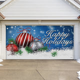 16' x 7' Enchanting Ornaments in the Snow Christmas Double Garage Door Banner - Magical Holiday Décor