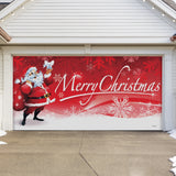 16' x 7' Jolly Santa’s Merry Christmas Double Garage Door Banner - Cheerful Holiday Décor