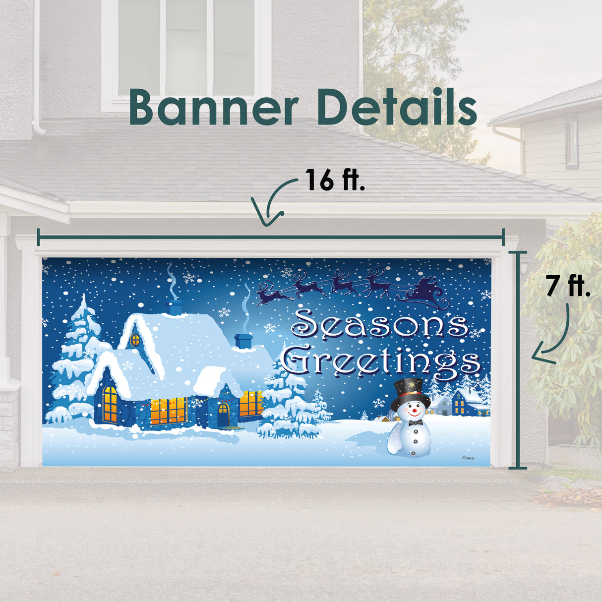 16' x 7' Magical Winter Wonderland Christmas Double Garage Door Banner - Festive Outdoor Décor