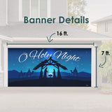 16' x 7' Peaceful O Holy Night Nativity Double Garage Door Banner - Sacred Christmas Décor