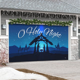 16' x 7' Peaceful O Holy Night Nativity Double Garage Door Banner - Sacred Christmas Décor