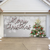 16' x 7' Joyful Merry Christmas Tree Double Garage Door Banner - Festive Holiday Cheer Décor