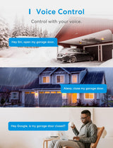 meross Smart Garage Door Opener Remote with External Antenna, Up to 3 Single Doors, Compatible with Apple HomeKit, Amazon Alexa, Google Assistant, SmartThings, App Control, No Hub Needed