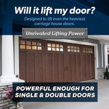 Workhorse BU100 Overhead Garage Door Opener with Heavy-Duty Chain Drive for Single or Double Doors, Wall Mount, and Remote Garage Opener Included, Quick and Easy Installation, White