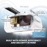 Workhorse BU100 Overhead Garage Door Opener with Heavy-Duty Chain Drive for Single or Double Doors, Wall Mount, and Remote Garage Opener Included, Quick and Easy Installation, White