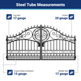 14x8 ft Steel Dual Swing Driveway Gate-European Style