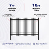 10x7 ft Steel Fence with 4 Rails, 30 Panels
