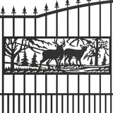 18x7 ft Steel Dual Swing Driveway Gate with Rectangular Deer Pattern