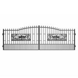18x7 ft Steel Dual Swing Driveway Gate with Rectangular Deer Pattern