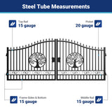 16x8 ft Steel Dual Swing Driveway Gate with Tree Pattern